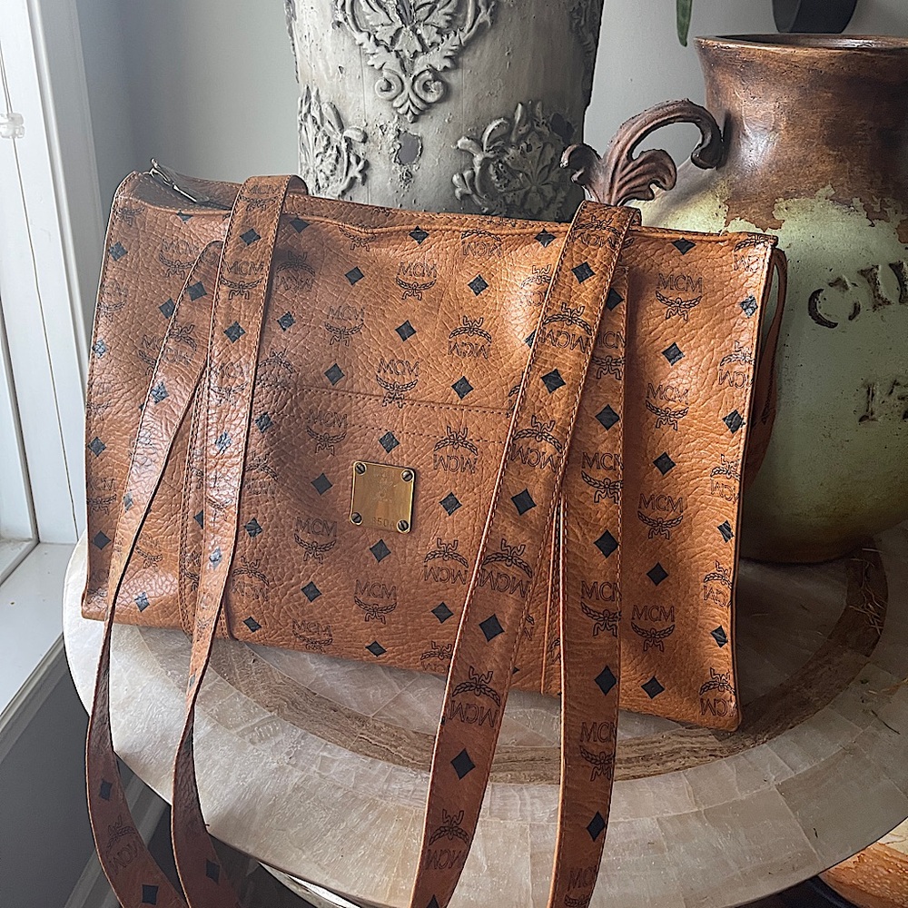 MCM Cognac Visetos Heritage Shiulder Bag, EUC